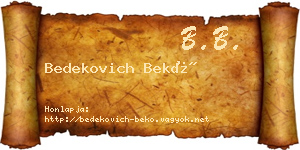 Bedekovich Bekő névjegykártya